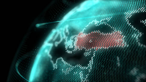 turkije kaart hologram effect, istanbul, ankara - turkije stockfoto's en -beelden