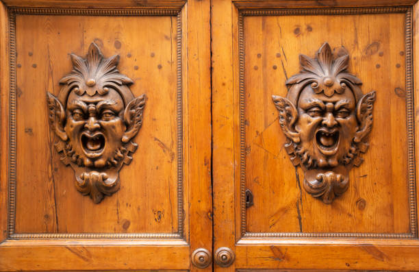 istock Old Wooden Door with Gargoyle 1198867748