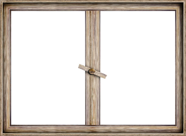 Wooden window and white background