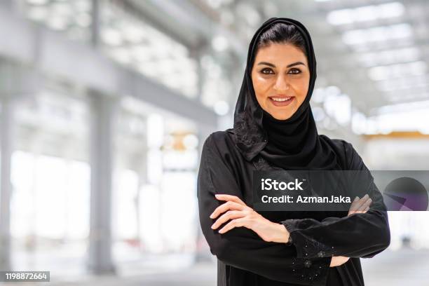 Confident Middle Eastern Female Construction Professional Stock Photo - Download Image Now