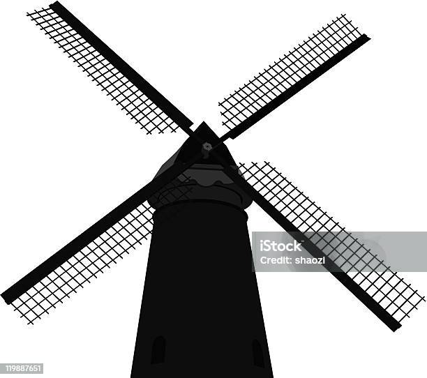 Windmill Stock Illustration - Download Image Now - Agriculture, Black And White, Color Image