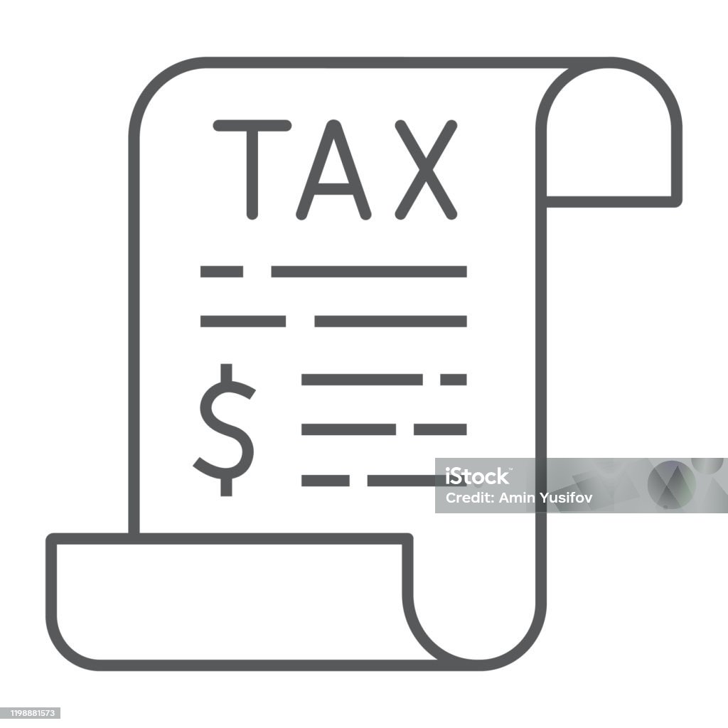 Vergi ince çizgi simgesi, iş ve finans, vergi işareti, vektör grafikleri, beyaz bir arka plan üzerinde doğrusal bir desen, eps 10. - Royalty-free Vergi Formu Vector Art