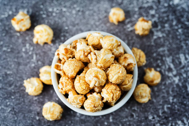 istock Caramel sweet Popcorn in a white bowl 1198885095