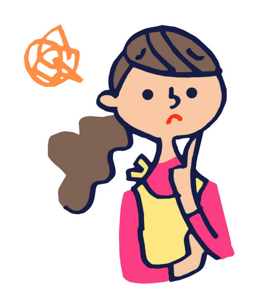 A woman wearing an apron people, woman, Portrait, facial expression white background waist up looking at camera people stock illustrations