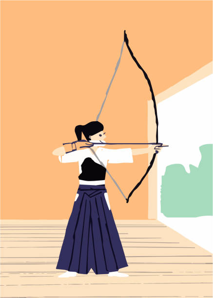 日本の伝統武術「弓道」の動き - 弓道点のイラスト素材／クリップアート素材／マンガ素材／アイコン素材