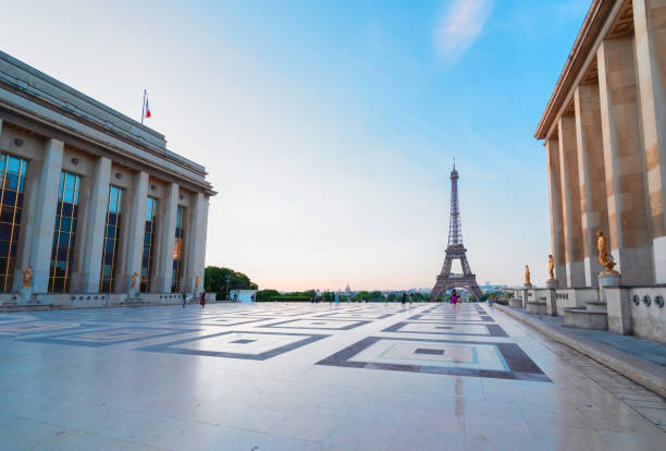 istock eiffel tour and from Trocadero, Paris 1198888389