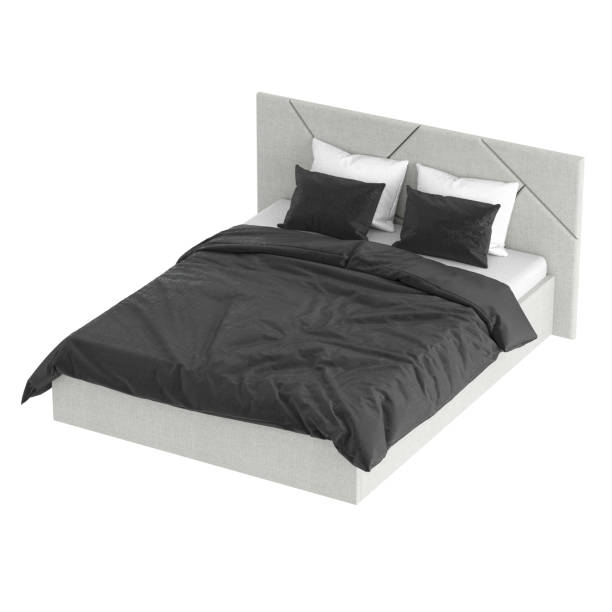 istock Gray double bed with black and white linen on a white background. 3d rendering 1198891966