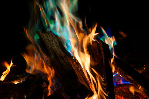 A fire with wooden logs