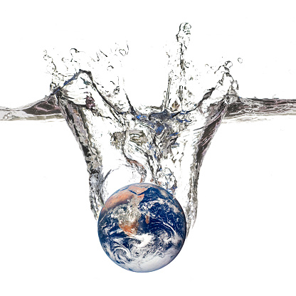 Planet Earth dropped in water, on white background.

https://www.nasa.gov/multimedia/imagegallery/image_feature_329.html