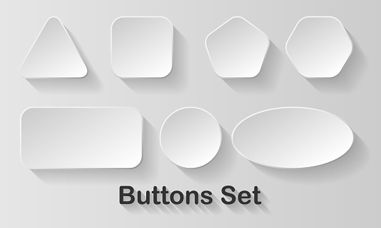 White Blank Rounded Button Vector Set Button Banner Badge Interface For ...