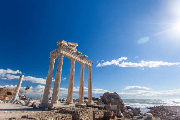 Temple of Apollo during winter sun Sunny weather in winter at temple of Apollo Side Antalya temple of apollo antalya province stock pictures, royalty-free photos & images