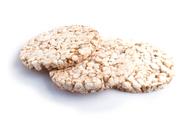 istock Pile of three rice cakes isolated on white background. close up. 1198907015