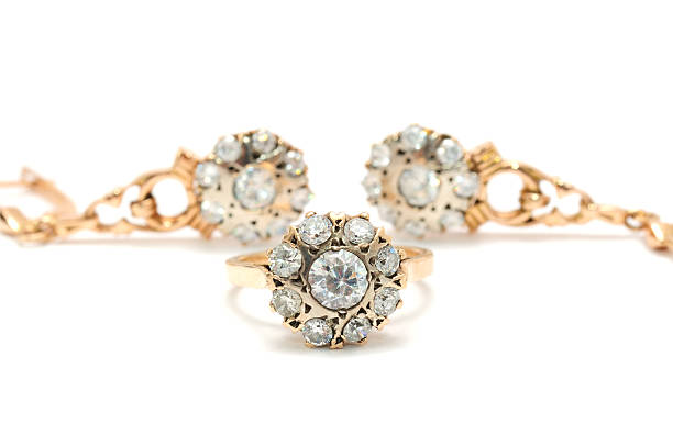 istock Gold Ring And Earrings with Diamonds 119890932