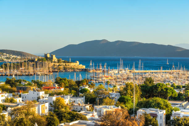 Bodrum, Turkey. View of Bodrum Castle at Sunset, Turkey bodrum stock pictures, royalty-free photos & images