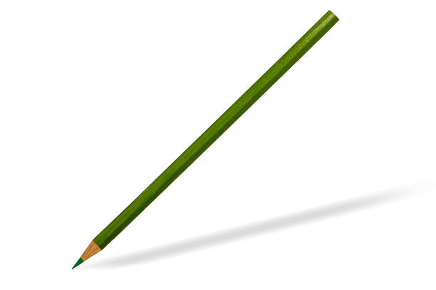 istock Green wooden sharpened pencil on white background. 1198927467