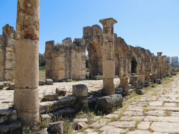 rovine di tiro - necropoli - city of tyre lebanon antiquities archaeology foto e immagini stock