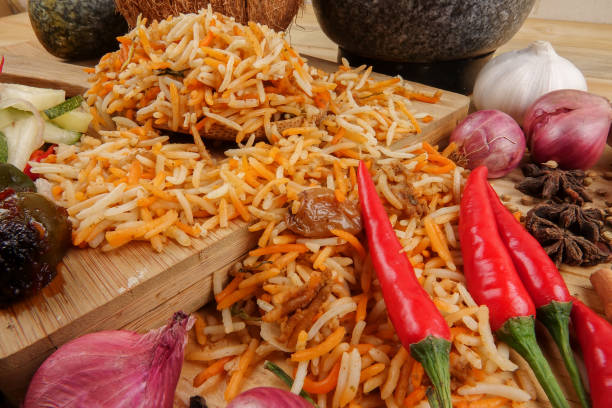 Nasi Briyani is a wholesome rice-based dish prepared with spices, rice, meat and vegetables.