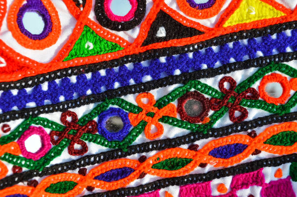 handwork embroidery art,Embroidery with embroidery machine fox theme detail of beginning,Seamless striped pattern in Aztec style. Figure tribal embroidery. Indian, Scandinavian, Gypsy, Mexican, folk pattern.aheer handwork background coloridos utensilios étnicos tradicionales indios para mujer o niñagujarat, india. falda tribal hecha a mano con bordado y trabajo de espejo. vestido de novia de las mujeres rurales, vista de vestido tradicional navratri, tarea de bordado