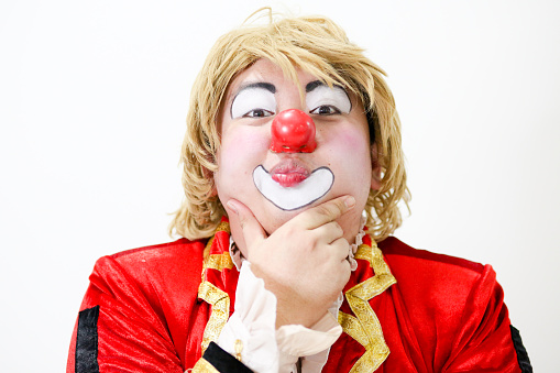 A clown performer showing expression.