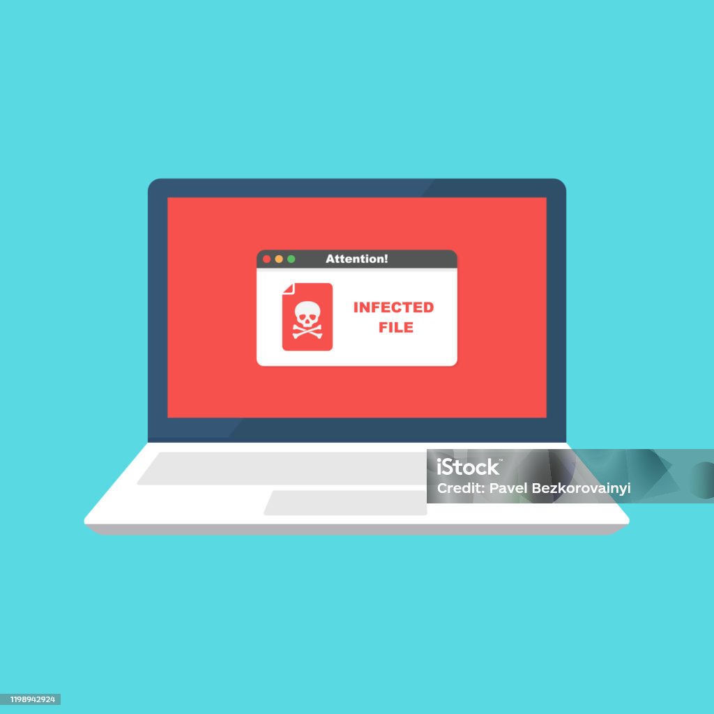 Fake Computer Alert Alert Notification On Laptop Computer Vector Malware Concept Spam Data ...