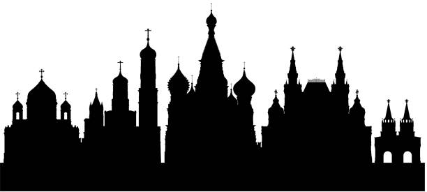 москва (все здания являются полными и поместными) - russia moscow russia st basils cathedral kremlin stock illustrations