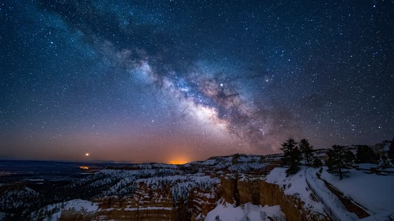 4K Timelapse of Mliky way over the Bryce Canyon, Utah, USA