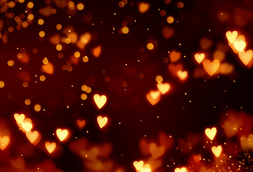 Hearts background. Valentines day concept. Abstract bokeh lights