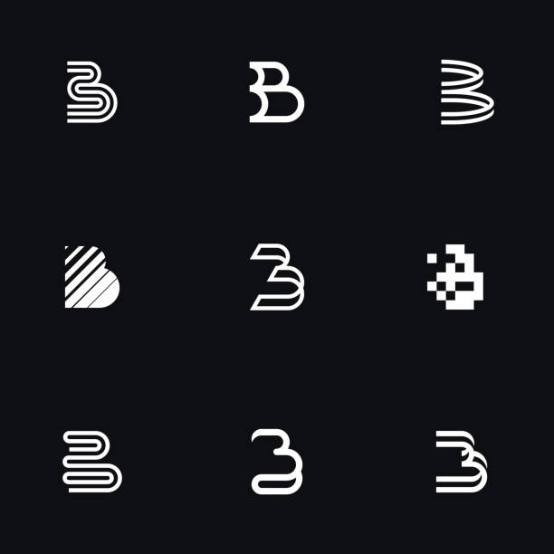 ilustraciones, imágenes clip art, dibujos animados e iconos de stock de conjunto de logotipos simples de la letra "b". - letter b