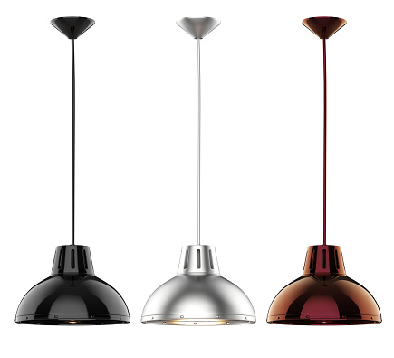 3d rendering set of pendant lamps isolated on white