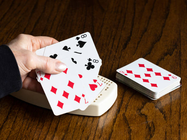 istock Cribbage Playing Cards Held in Senior Female Left Hand 1198974872
