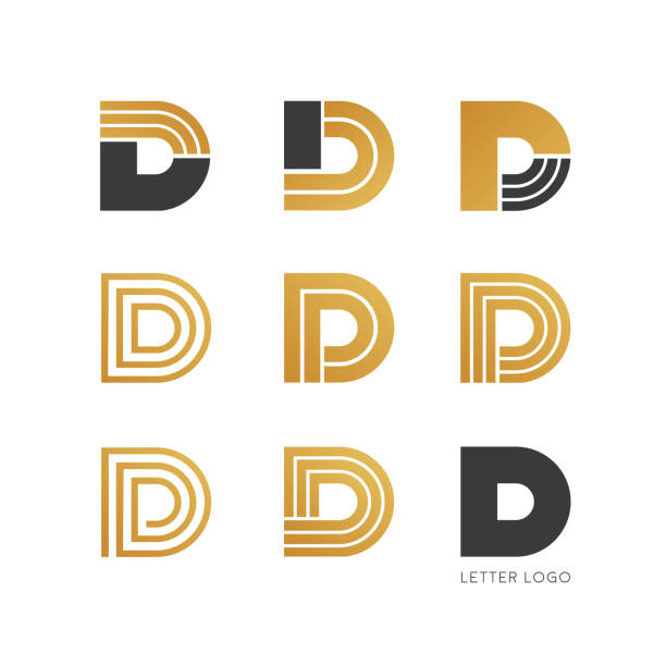 Set of letter D logo design Letter D, type logo design for business brand letter d stock illustrations