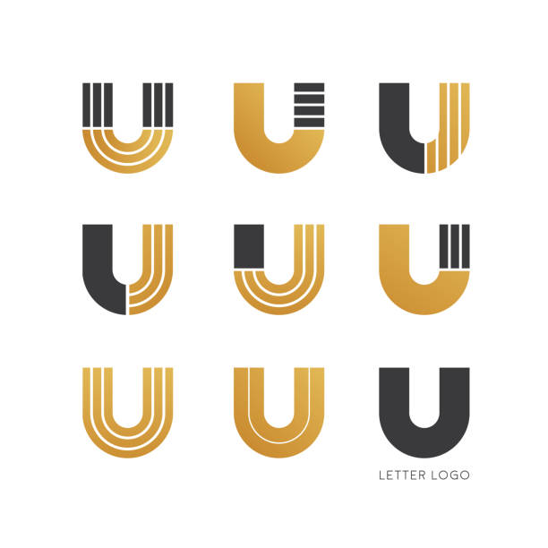 Set of letter U logo design Letter U, type logo design for business brand the letter u stock illustrations