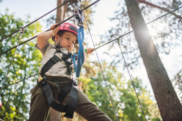 istock Cute little boy in an adventure park 1198982612