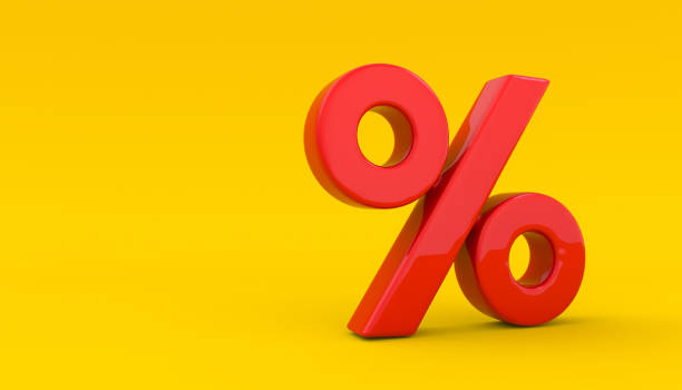 Seasonal sales yellow background with percent discount pattern. 3D