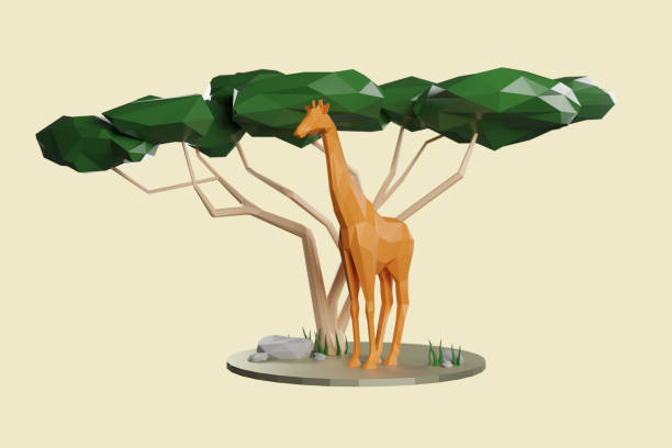 Africa. Low poly 3d composition of an African wildlife.