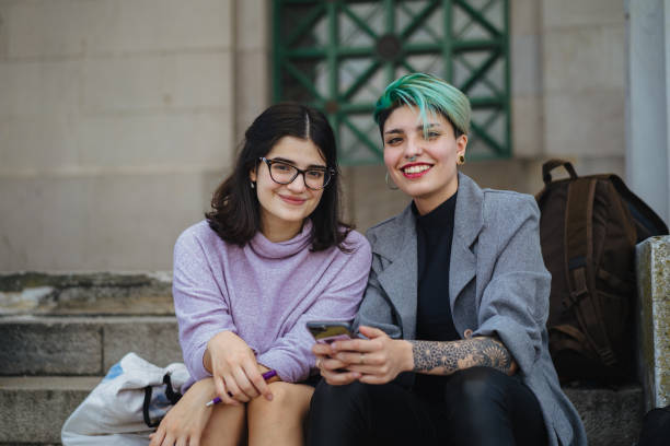 istock Portrait of smiling female students 1198985109