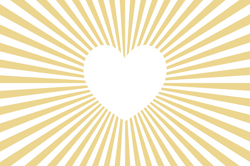 Empty heart shaped space on golden concentric rays