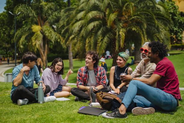 Relaxing in park after the class
