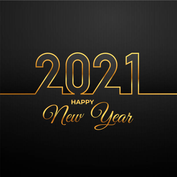 Luxury Happy New Year gold 2021 background. Calendar in-line design, typography. Year number with outline digits. In one endless golden line. Vector illustration. Isolated on black background. Luxury Happy New Year gold 2021 background. Calendar in-line design, typography. Year number with outline digits. In one endless golden line. Vector illustration. Isolated on black background. квед 2022 stock illustrations