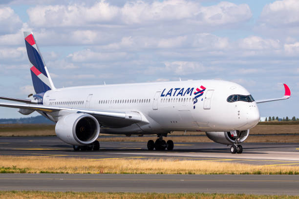 Latam Airlines Airbus A350 airplane at Paris Charles de Gaulle stock photo