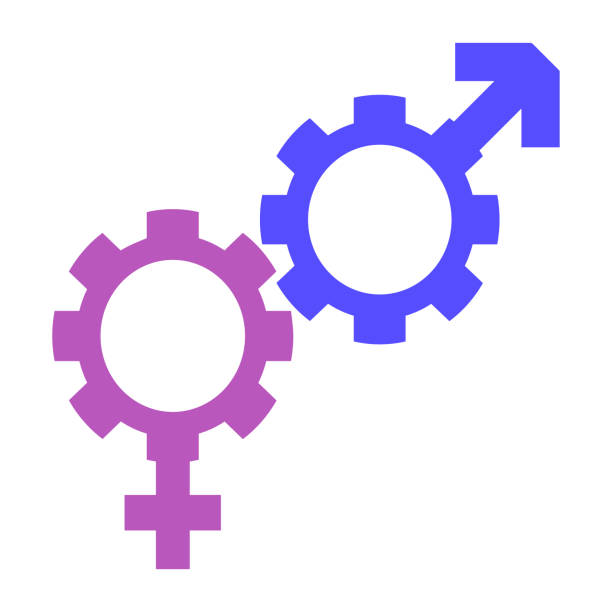 Gender equality in working life icon which is created with cogwheel and woman/man symbol Gender equality in working life icon which is created with cogwheel and woman/man symbol gender equality at work stock illustrations