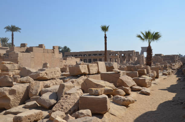istock Beautiful Egyptian landmark with hieroglyphics, decayed temples, obelisks, towers, and other buildings. 1198996164