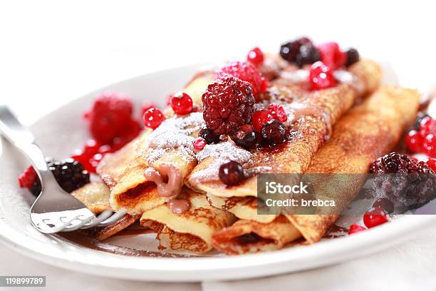 Crepes Filled With Chocolate And Berries Stock Photo - Download Image Now - Appetizer, Berry Fruit, Chocolate