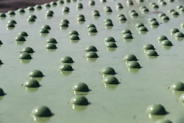 Photo of Metal parts of the rivet joints and bolts of the bridge