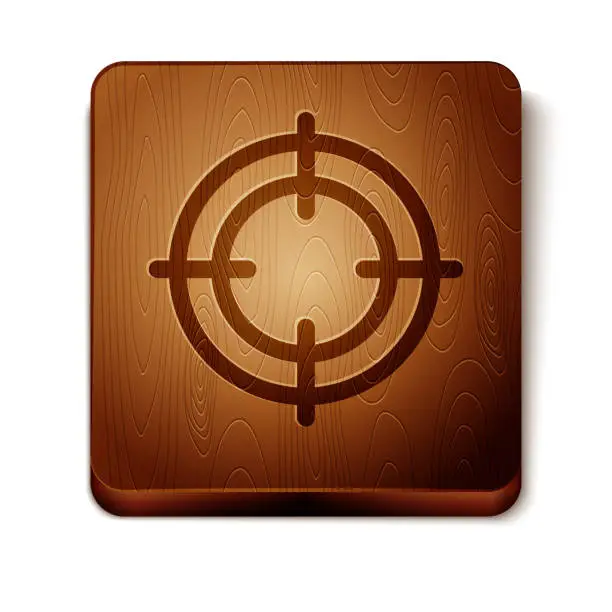 Vector illustration of Brown Target sport icon isolated on white background. Clean target with numbers for shooting range or shooting. Wooden square button. Vector Illustration