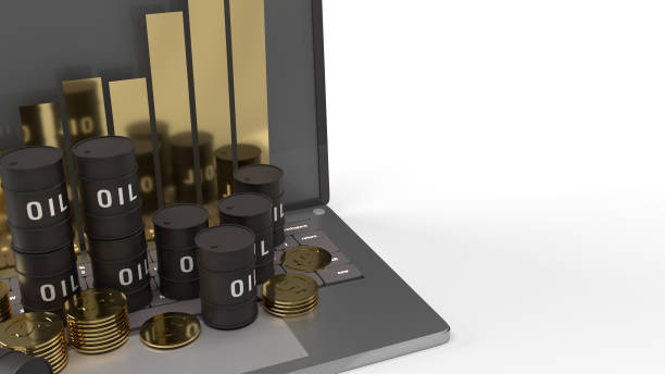 istock The oil thanks and chart on  laptop 3d rendering for  petroleum  content. 1199002703