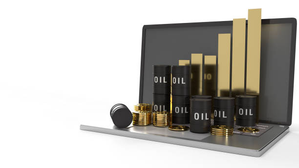 istock The oil thanks and chart on  laptop 3d rendering for  petroleum  content. 1199002839
