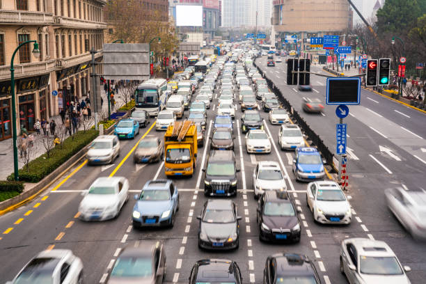 istock Crowded traffic on a main road in Shanghai 1199005525