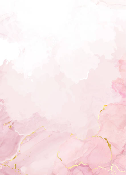 ilustraciones, imágenes clip art, dibujos animados e iconos de stock de tarjeta de diseño vectorial de pintura vectorial de fluido de acuarela rosa blush - rosa color
