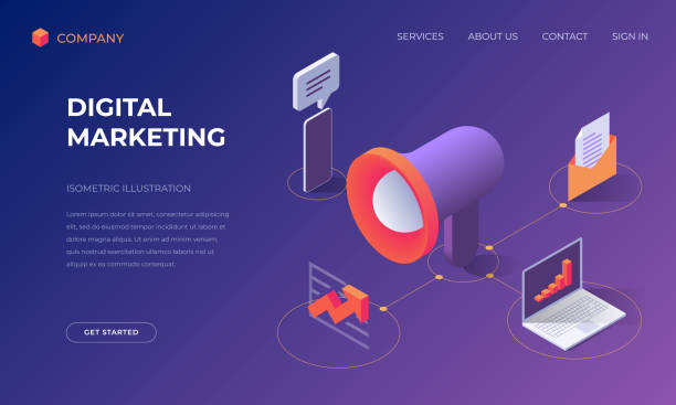 Landing page for digital marketing vector art illustration